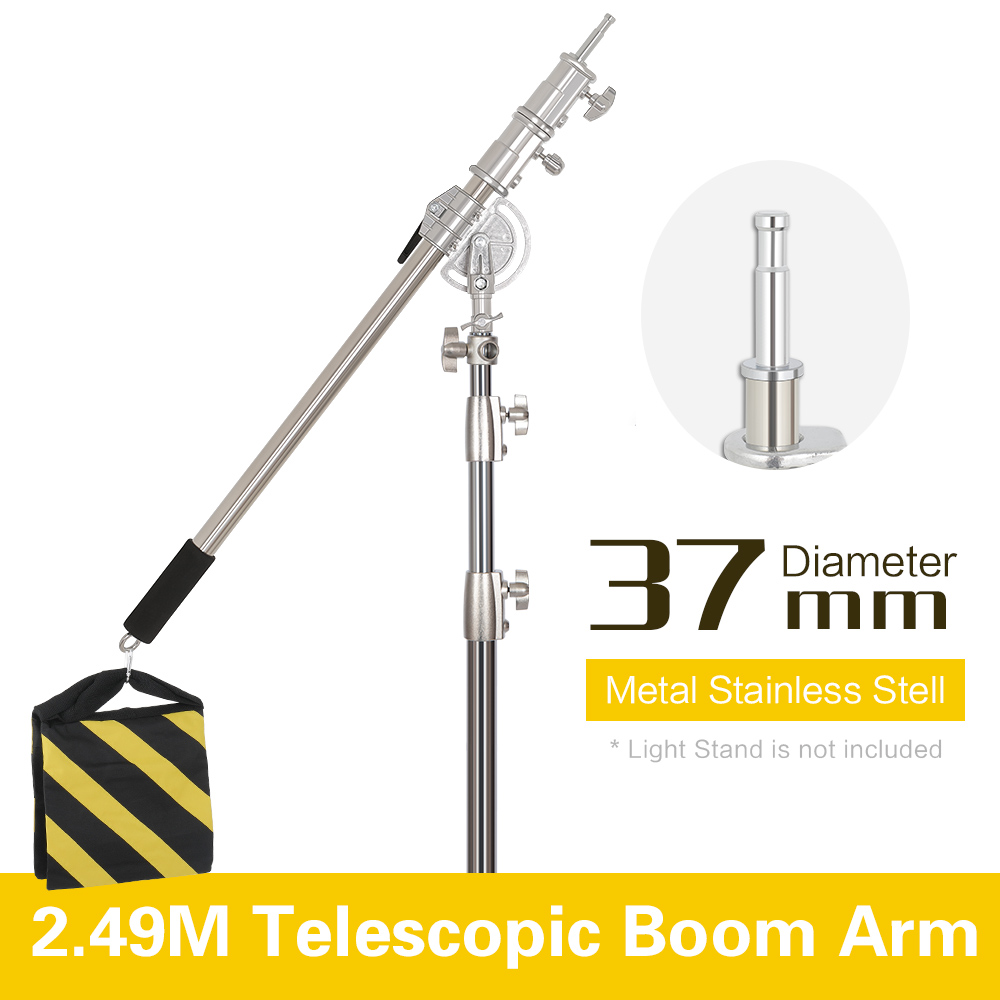 Photography Lighting Meter - 2.49 メートルの長さのクロスアームステンレス鋼キットライトスタンドとウェイトバッグフォトスタジオアクセサリー延長ロッド