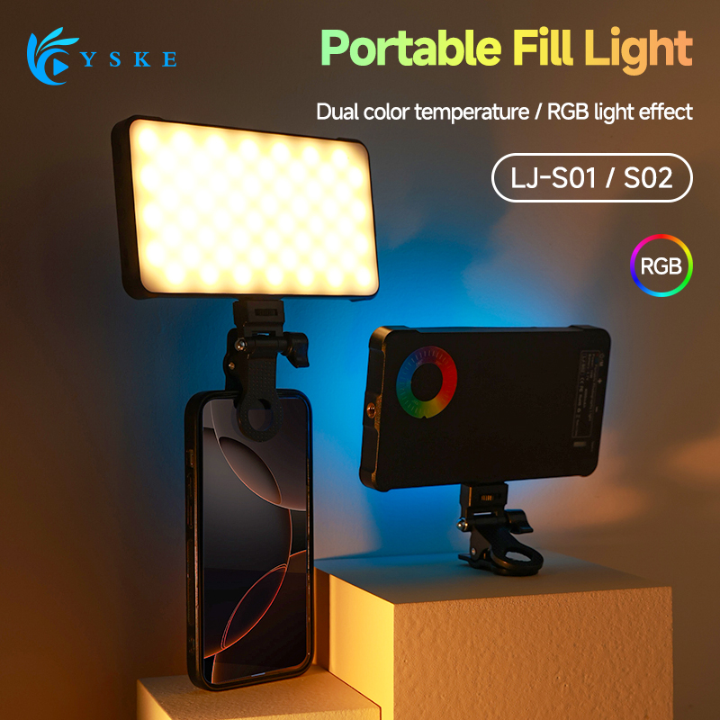 Photography Lighting Description - RGB LEDビデオライト、ストレートポケット撮影用照明クリップ（スマホ、iPhone、iPad、ノートパソコン、カメラ対応） - Vlog、ライブ配信用
