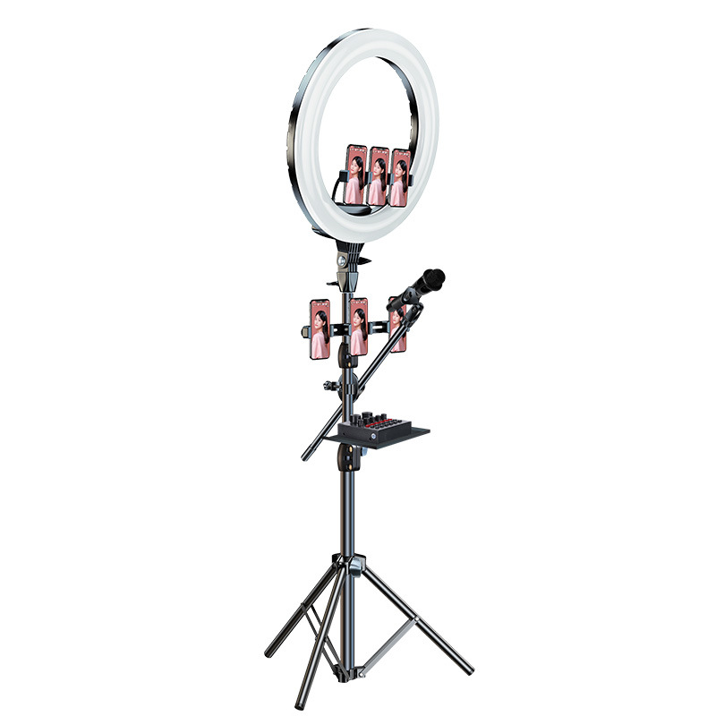 Photography Mobile Lighting - 18インチライブ配信用フィルライト照明ライト 携帯電話ライブ配信用ブラケット付き美容LED撮影ライト
