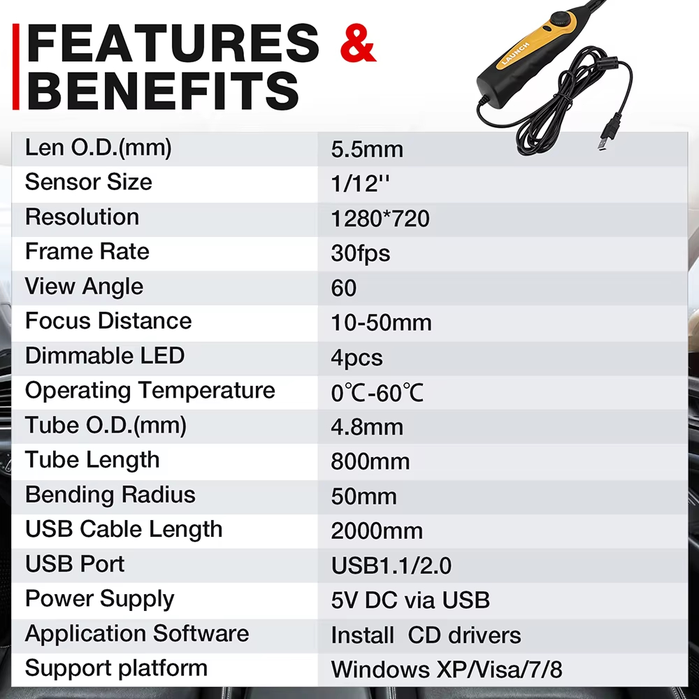 LAUNCH VSP600 車載ボアスコープカメラ IP67 - Photography Lighting Description のレビューと価格
