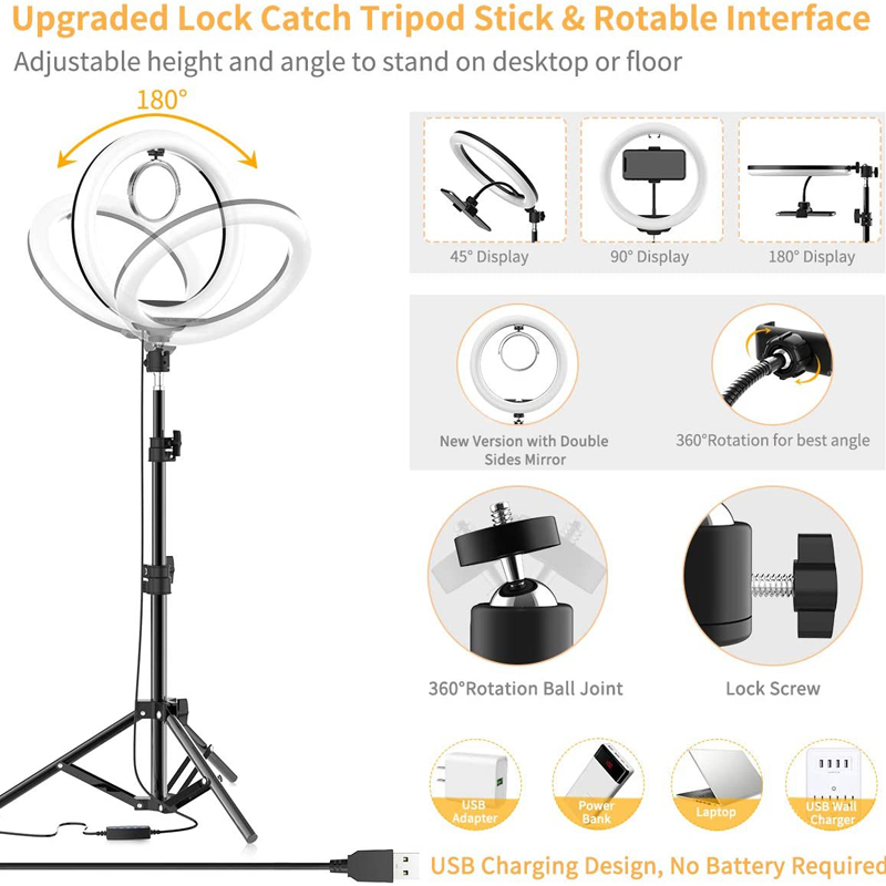 ビデオライト 16/26/33cm セルフィーリングLEDラ - Photography Lighting Description のレビューと価格