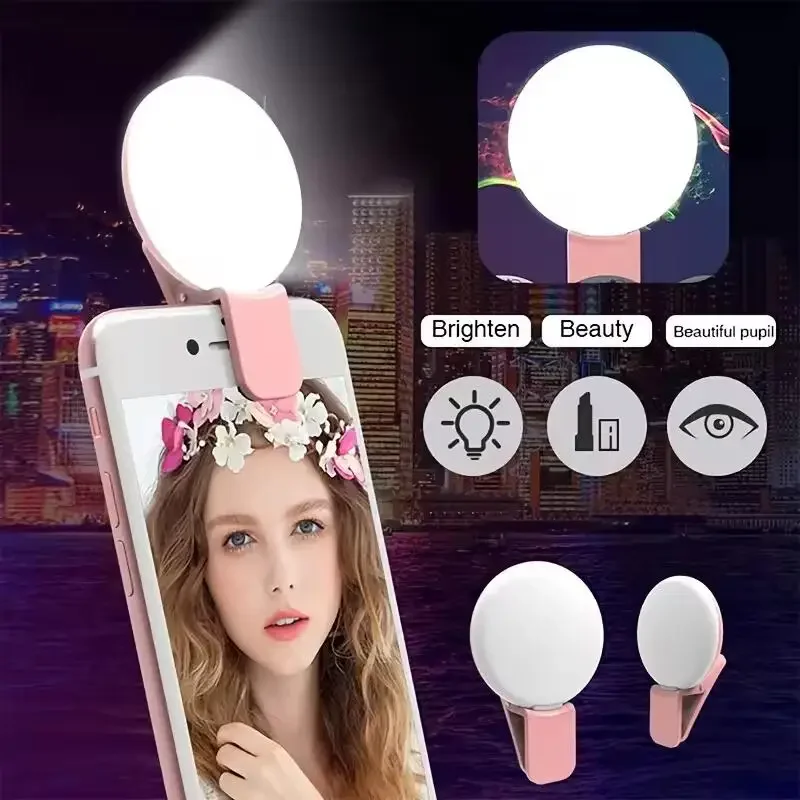 小型ポータブル自撮り用リングライト、LEDランプ、USB充電 - Photography Mobile Lighting のレビューと価格
