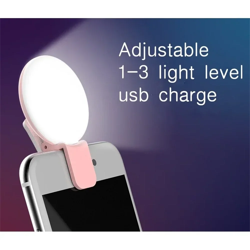 小型ポータブル自撮り用リングライト、LEDランプ、USB充電 - Photography Mobile Lighting のレビューと価格