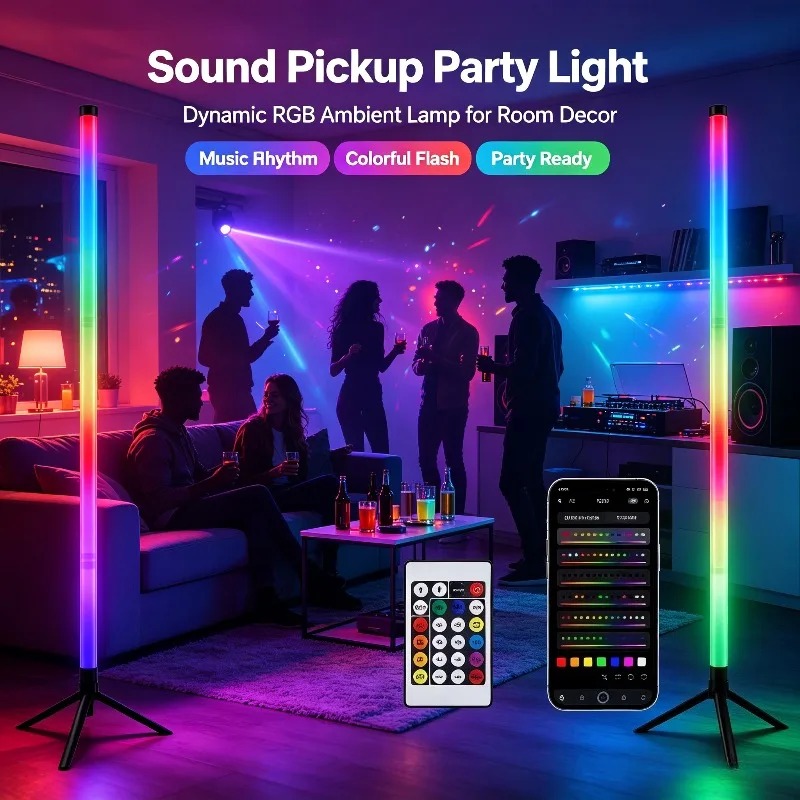 2個セット 120CM RGBフロアランプ、音に反応するLE - Photography Lighting Game のレビューと価格